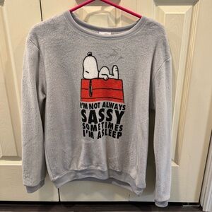 NWT, NEVER WORN! Peanuts Juniors’ Gray Snoopy Plus Graphic Sweatshirt